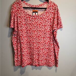 Lucky Brand Red Floral Short Sleeve Top